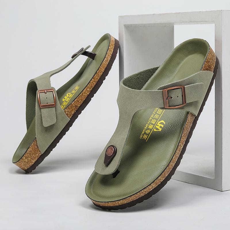 Fashion Mens Summer Sandals Casual Leather Beach Slippers Outdoor Male Flip Flops Breathable Half Drag Lightweight Lazy Shoes New Slides