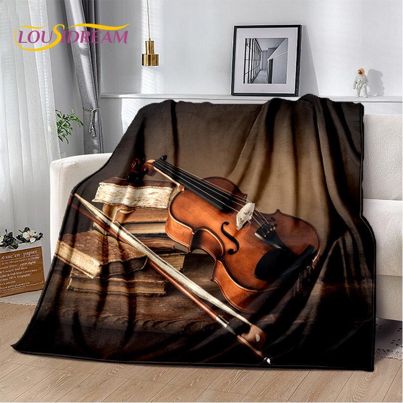 Coperta Morbida in Peluche Strumento Violino Classico Musica, Coperta in Flanella Coperta da Lancio per Soggiorno Camera da Letto Letto Divano Copertura da Picnic