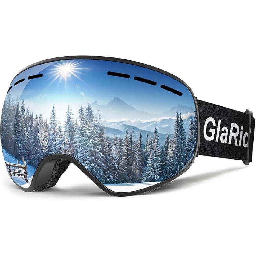 Ski Goggles for Men Women Adult Youth, OTG Frameless 100% Anti Fog & UV Protection with Organizer