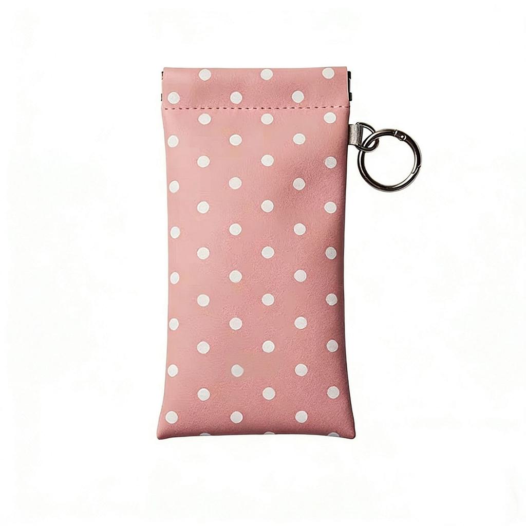 1pc Polka Dot Eyeglass Pouch with Keychain Portable Scratch-Resistant Soft Glasses Case Storage Bag for Women Daily Use Travel