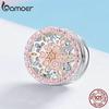 BAMOER Genuine 925 Sterling Silver Blooming Buds Clear Cubic Zircon Beads Charms Fit Bracelets DIY