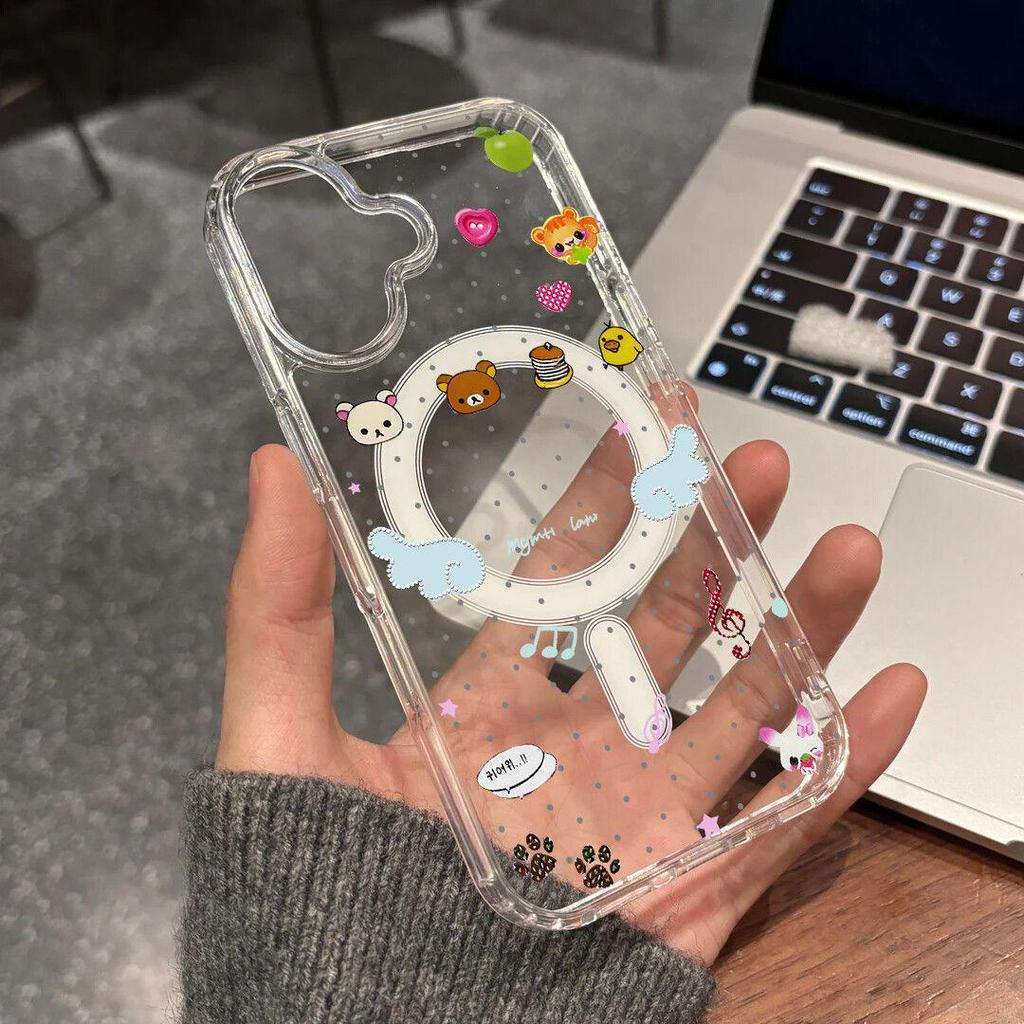 Rilakkuma Wings Magnetic Acrylic Case for Apple 12, 13 Pro, 14, 15, 17 Pro Max