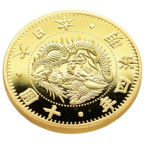 Reprint of a modern coin, Meiji 4 (1871) 10-yen gold coin, gold plated, proof finish