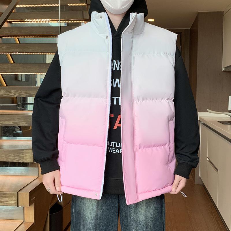 

Logo gradual change vest male, outdoor sports windproof and rainproof Hong Kong wind trend sleeveless stand-up collar youth transport 5XL