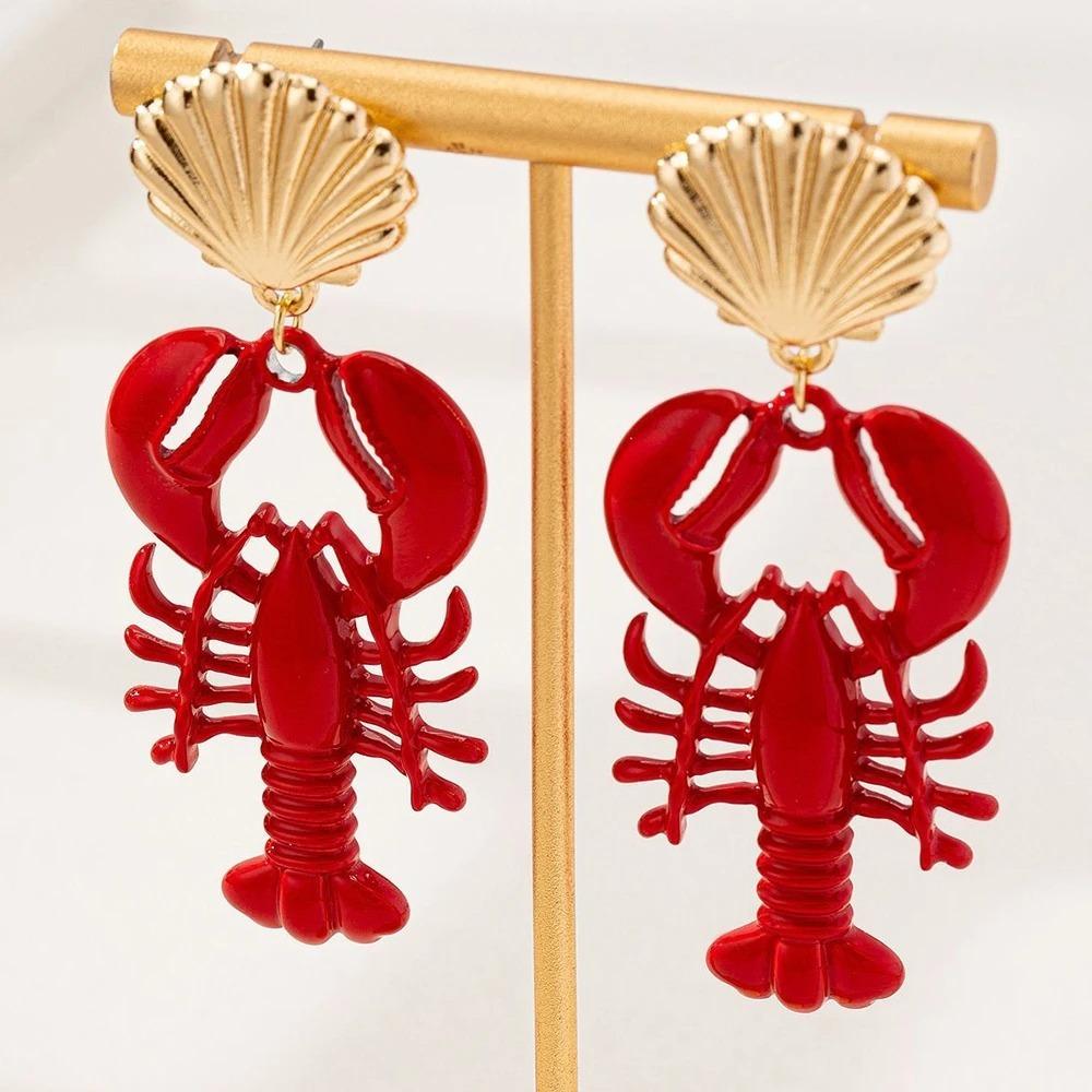 

Handmade Lobster Earrings Stone Beaded Shells Earring Bohemian Bohemian Jewelry Summer Earring