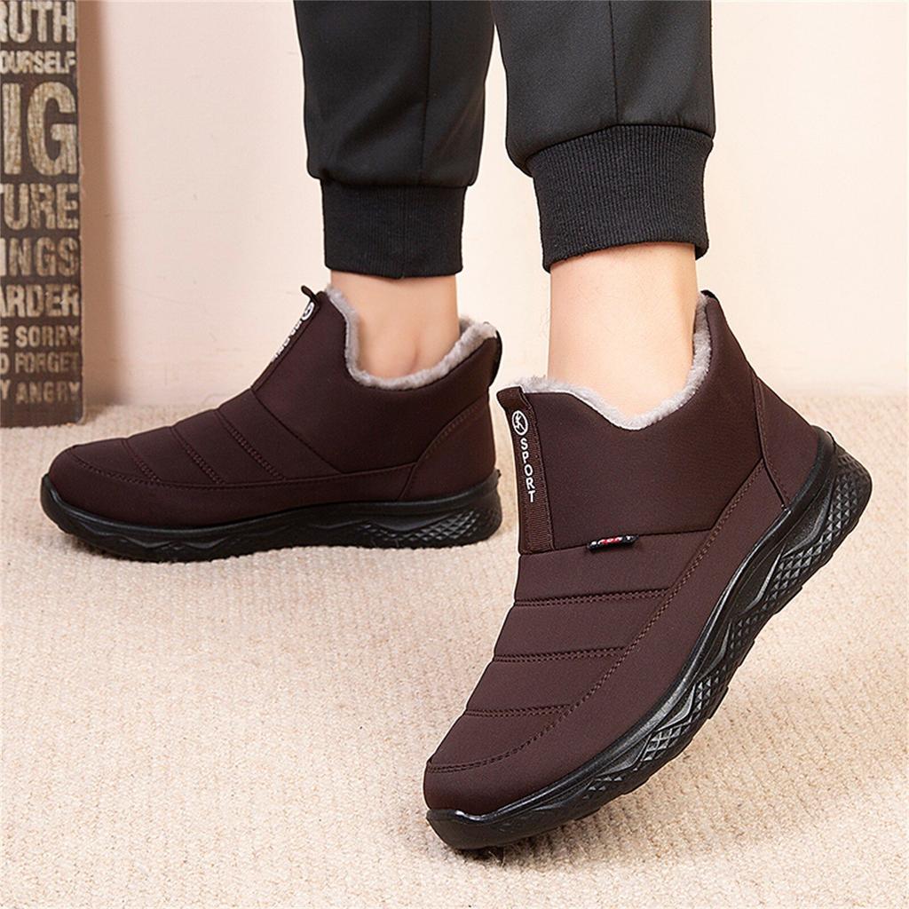 Men's Boots Shoes Large Size Winter Flat-bottomed Water-repellent and Velvet Warm High-top Ankle Snow Boots Waterproof Shoes