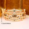 Multilayer Olive Green Crystal Geometric Zircon Rings For Women Vintage Gold Color Engagement Bands Wedding Jewelry Accessories