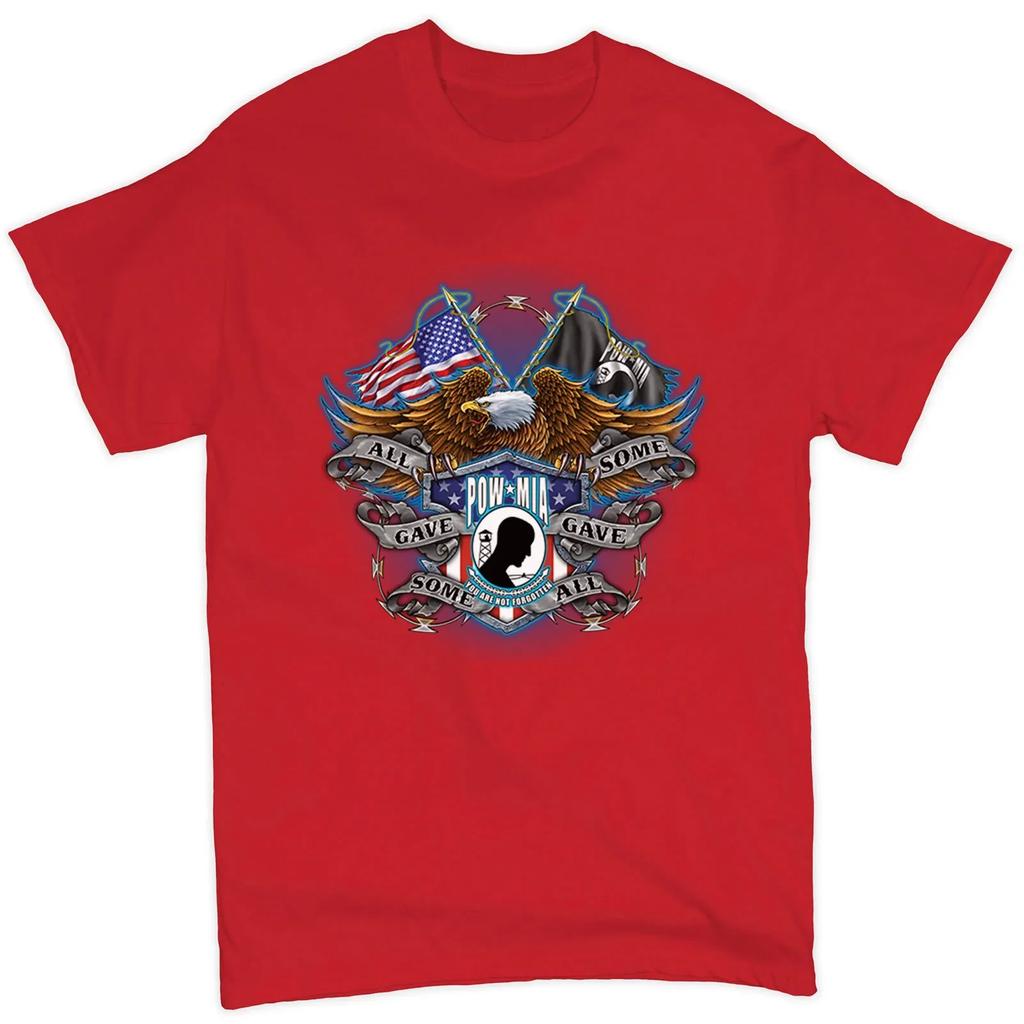 All Gave Some Some Gave All American Flag Pow Mia Veteran TShirt 100 Cotton ONeck Summer Short Sleeve Casual Mens Tshirt