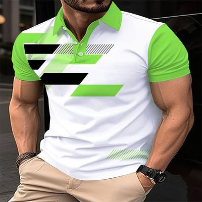 Fashion Block Digitaldruckmuster Herren Regular Edition Poloshirt Sommer Casual Outdoor Kurzarm Top