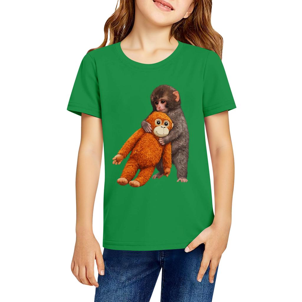 Fashionable Round Neck Short Sleeve Work Clothes Printed Tops For KID Summer Tops