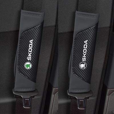 2Pcs Car Seat Belt Shoulder Protection Covers Pads For Octavia Superb Rapid Kodiaq Karoq Fabia Vision RS Yeti Kamiq Enyaq