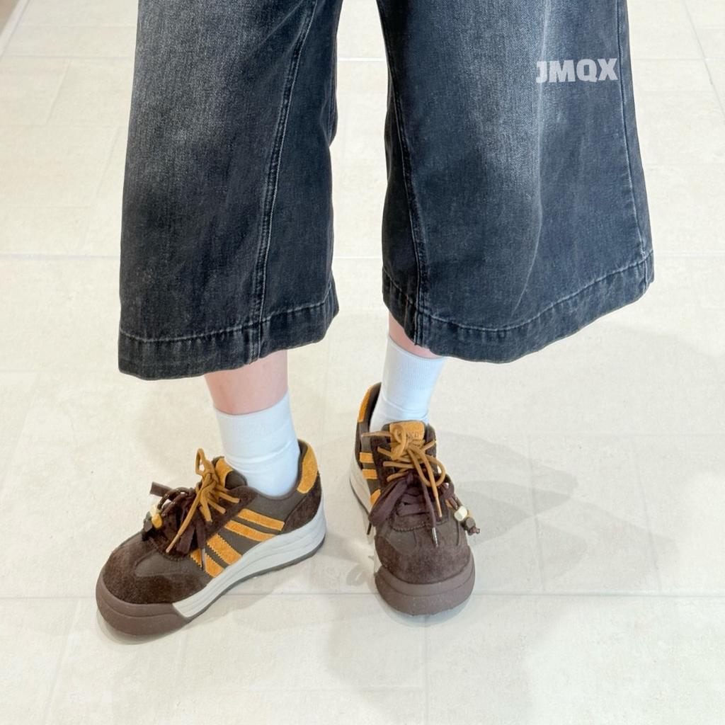 Retro Leather Platform German Training Shoes Women's 2025 Autumn New Popular Versatile Lace-up Sports Leisure Sports Shoes