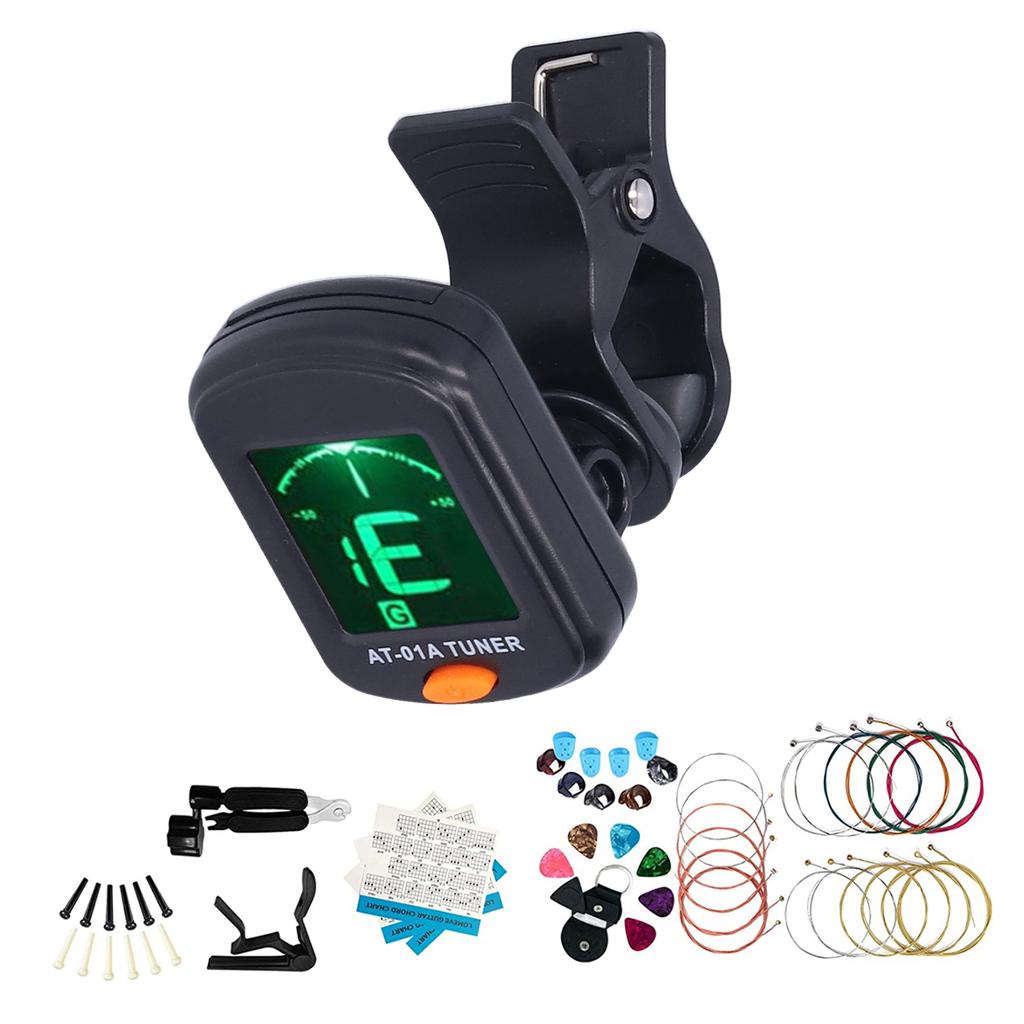 45Pcs Guitar Accessories Set String Capo Bridge Pins Pick Replacement Playing Auxiliary Tool