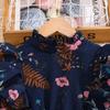 Girls' Vintage-Style Dress Spring Children's Elegant Print Long-Sleeve Ruffled Pleated Dress