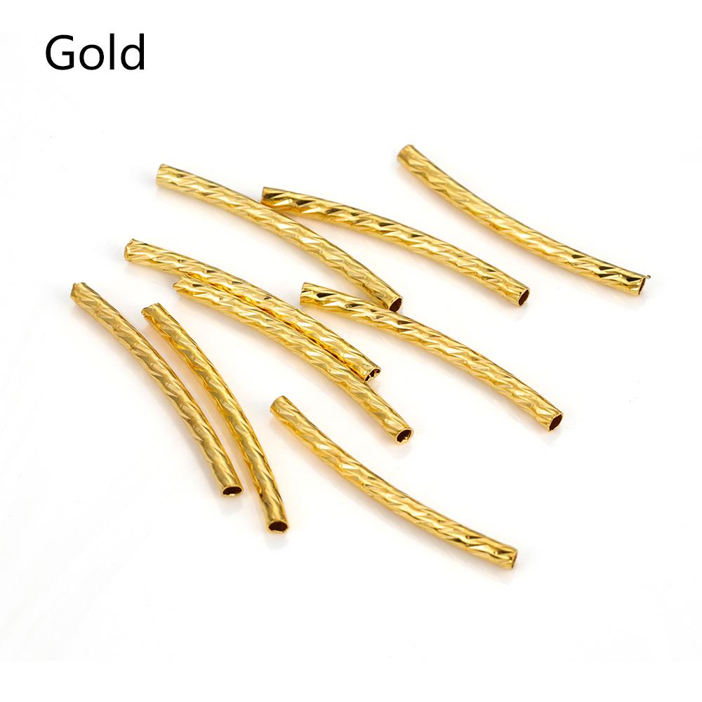 100pcs Stripe Copper Curved Tube Spacer Beads Connector for Bracelet DIY Jewelry Making Components Necklace Accessories 25-30mm