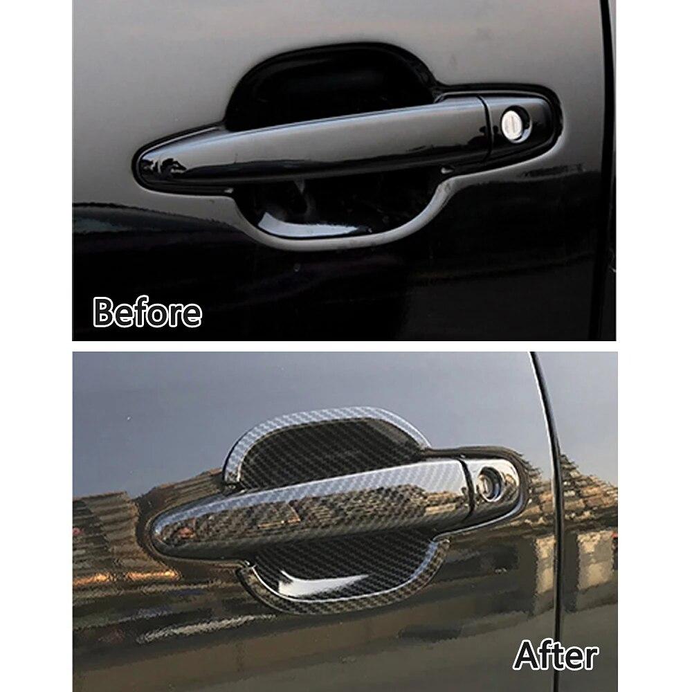 Nakładka na klamkę zewnętrzną drzwi samochodu z nadrukiem włókna węglowego Listwa miseczki drzwi do Toyota Land Cruiser Prado J120 2002 2005 2009