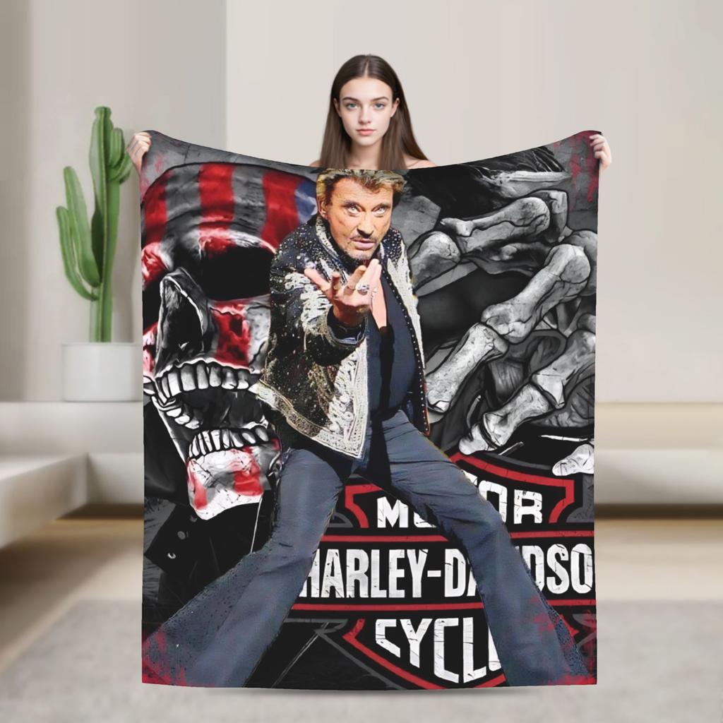 Rock Star Johnny Hallyday Blanket Quality Warm  Bedding Throws Winter Decorative Couch Chair Pattern Bedspread