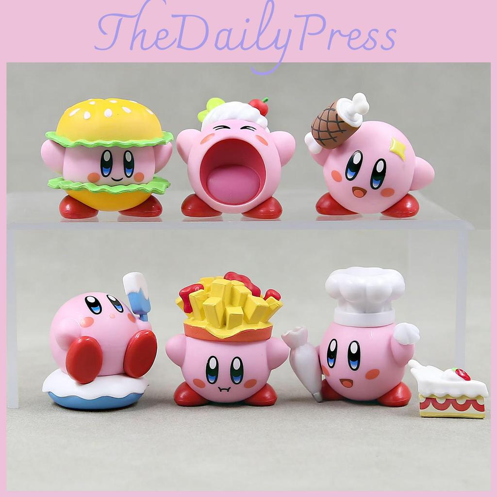 Adorable 6 Piece Kirby Food Figure Set Cute Pvc Car Decoration Collectible Toys