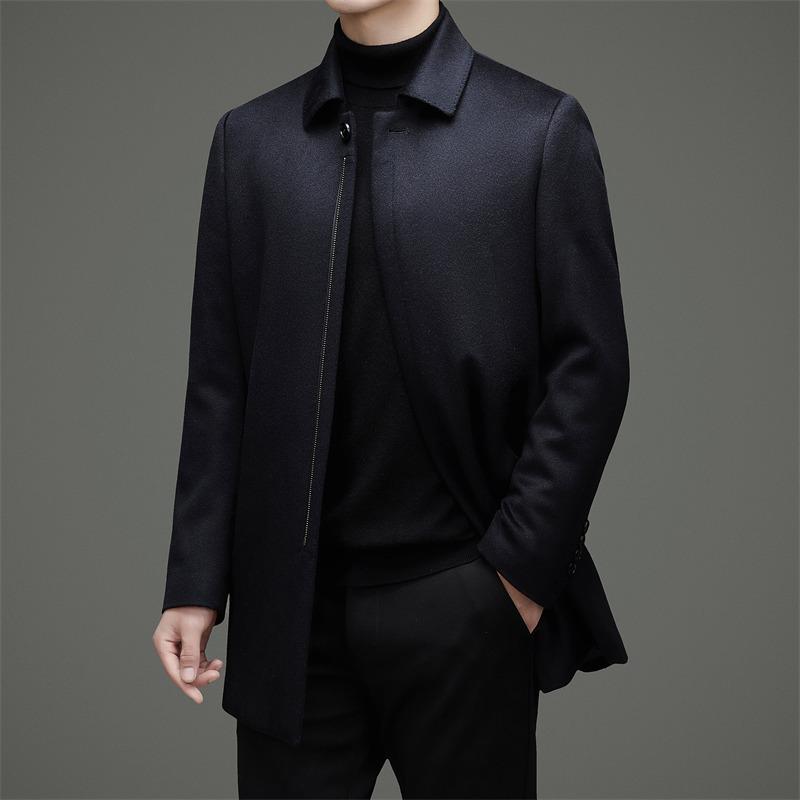 High-end Wool 80% Wool 10% Cashmere 10% Mulberry Silk Autumn and Winter Men's Casual Business Wool Coat