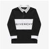 Givenchy H25466 09b Dvojbarevné polo s potiskem loga Dětské tričko s dlouhým rukávem