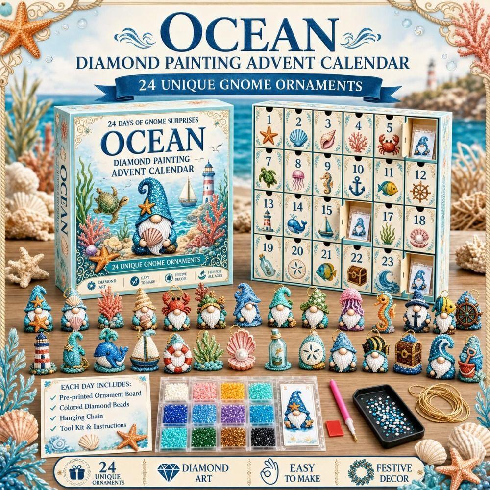 Flower Crafts Christmas Gnome Advent Calendar Diamond Art 24-Day Countdown Calendar Holiday Crafts