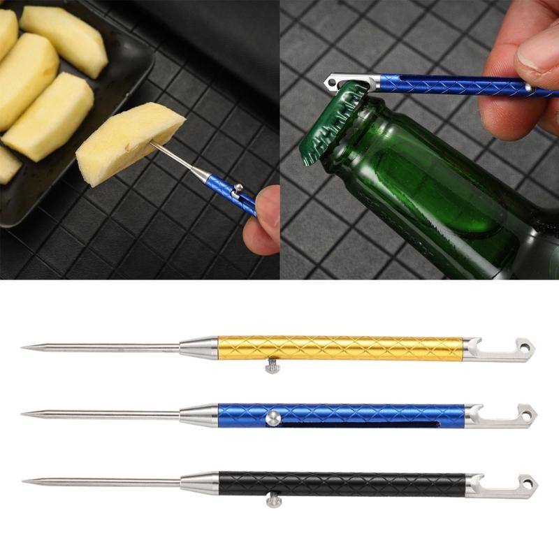 Schlüsselanhänger Titanlegierung Integriertes Design Teleskop-Zahnstocher mit Schutzhülle Halter für Outdoor-Camping Picknicks
