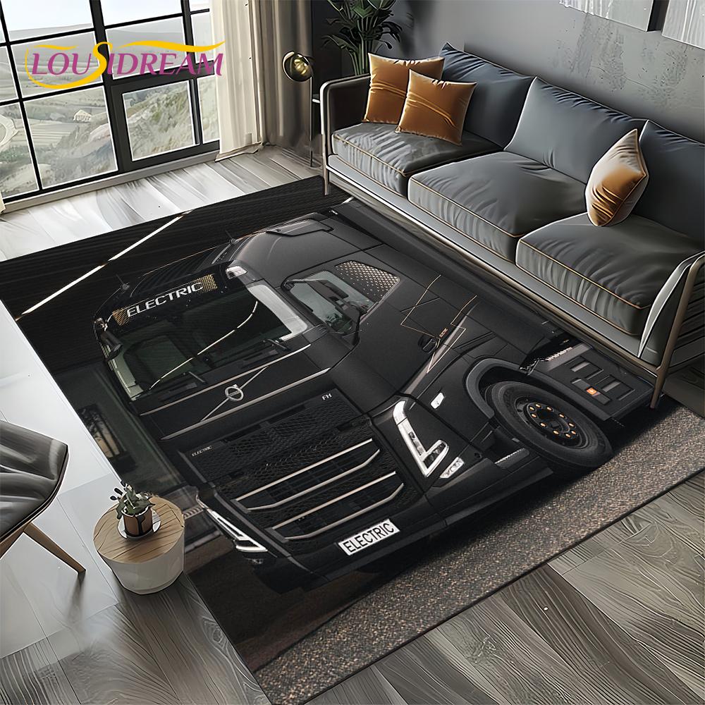 3D Print Volvo Truck Lorry Motorcycle Carpet Rug for Living Room Bedroom Home Sofa Decoration,kids Area Rug Non-slip Floor Mat