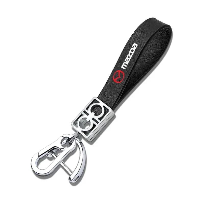 Metal/Leather Car Keychain Key Chain Ring Car Key Holder Auto Styling For Mazda 3 6 CX5 2 CX3 CX9 MX5 RX8 Axela Demio Atenza MS