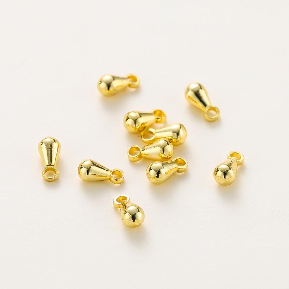 50pcs/lot 14K 18K Gold Water Drop Tail Extender Chain Beads Pendanets Connector End Beads For DIY Jewelry Handmade Accessories