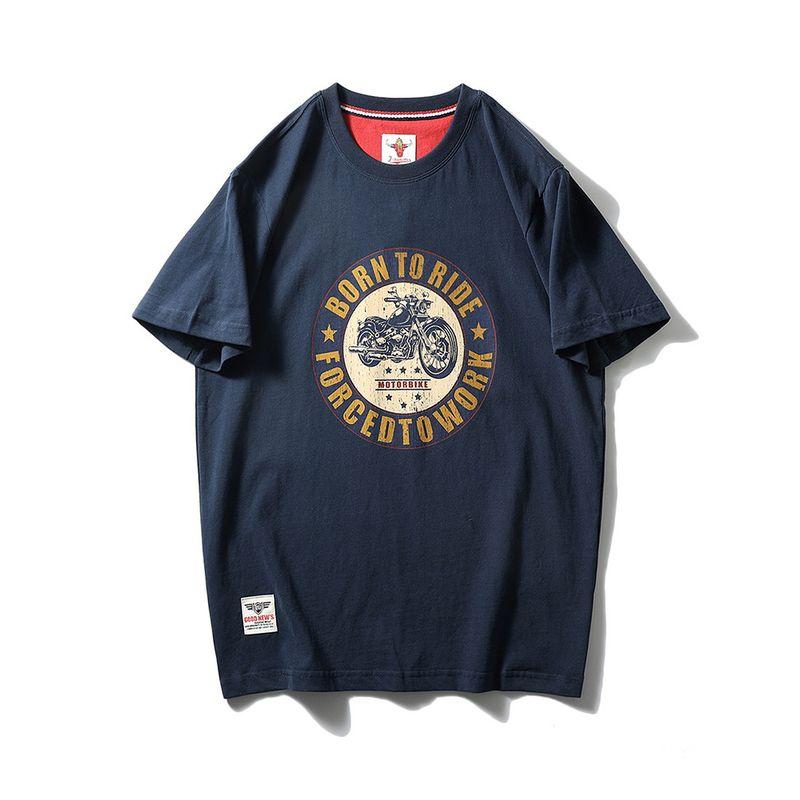 Trade Export to Domestic Sales American Retro Printed Pure Cotton Trendy Brand Short-Sleeved T-Shirt Men's Summer Base Layer Men's Clothing T-Shirt