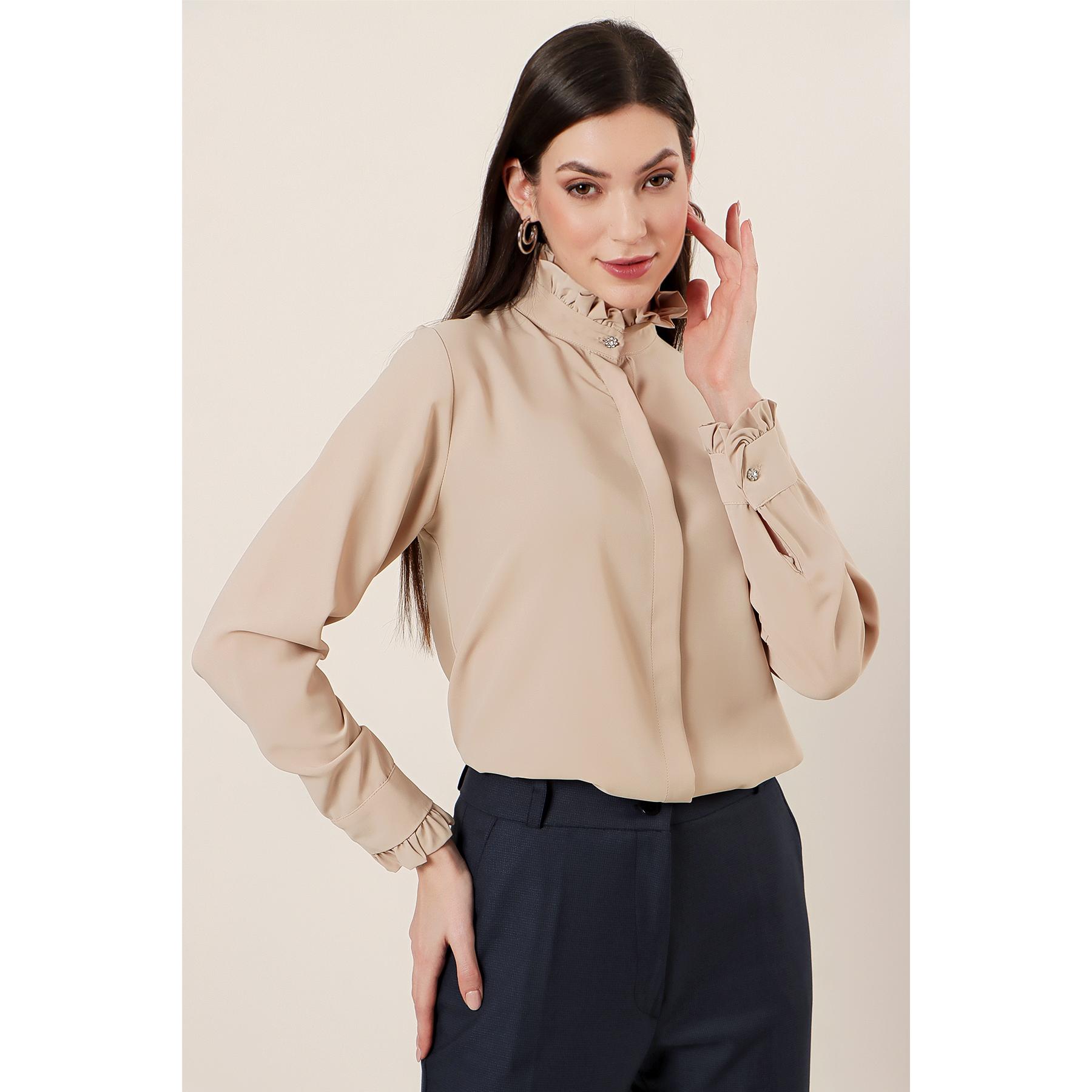 

Воротник с рюшами и концы рукавов Импортная рубашка из микрокрепа