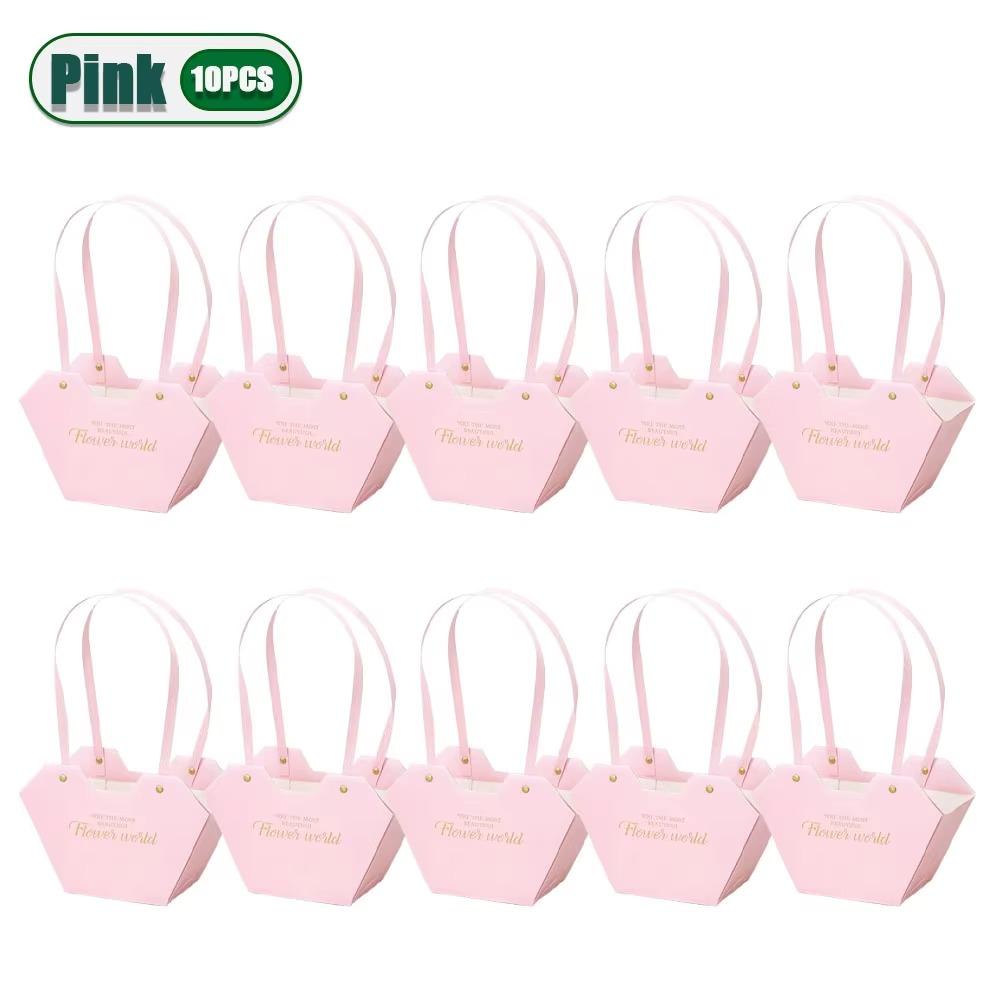 1/4/8/16PCS Foldable Carton Flower Basket Handheld Bouquet Gift Bag Valentine's Day Flower Packaging Wedding Party Decoration
