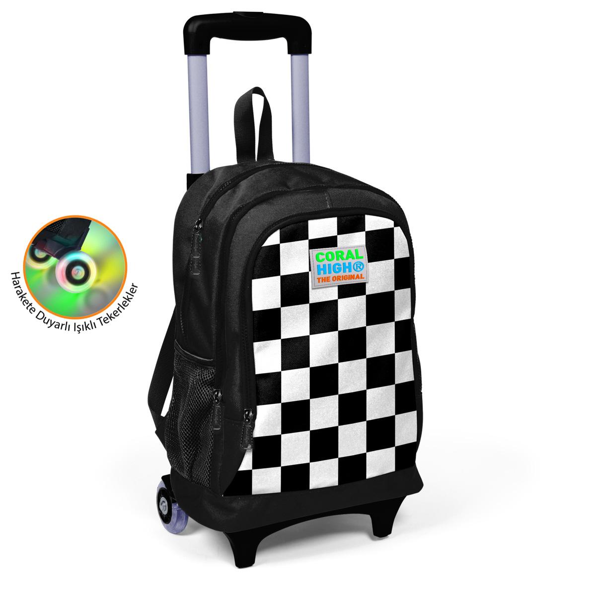 

Черный школьный рюкзак с тремя отделениями Coral High Kids с рисунком в шахматную клетку 23914