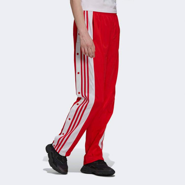 adidas Striped Logo Print Casual Sports Long Pants Women Bottoms Red H34672