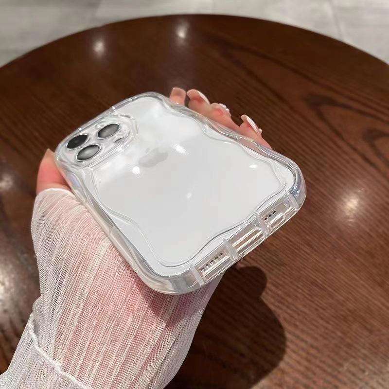 3D Wave Transparent Airbag Case for iPhone 15/14/13/12/11 Pro Max