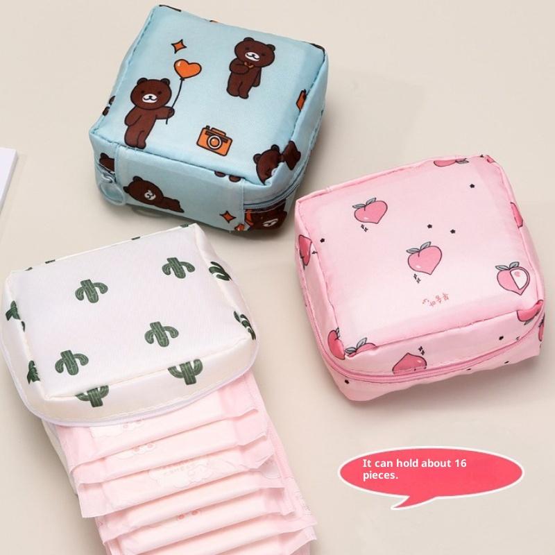 Women Sanitary Napkin Tampon Storage Bag Portable Waterproof Organizer Pouch Cartoon Pattern Sanitary Napkin Bag