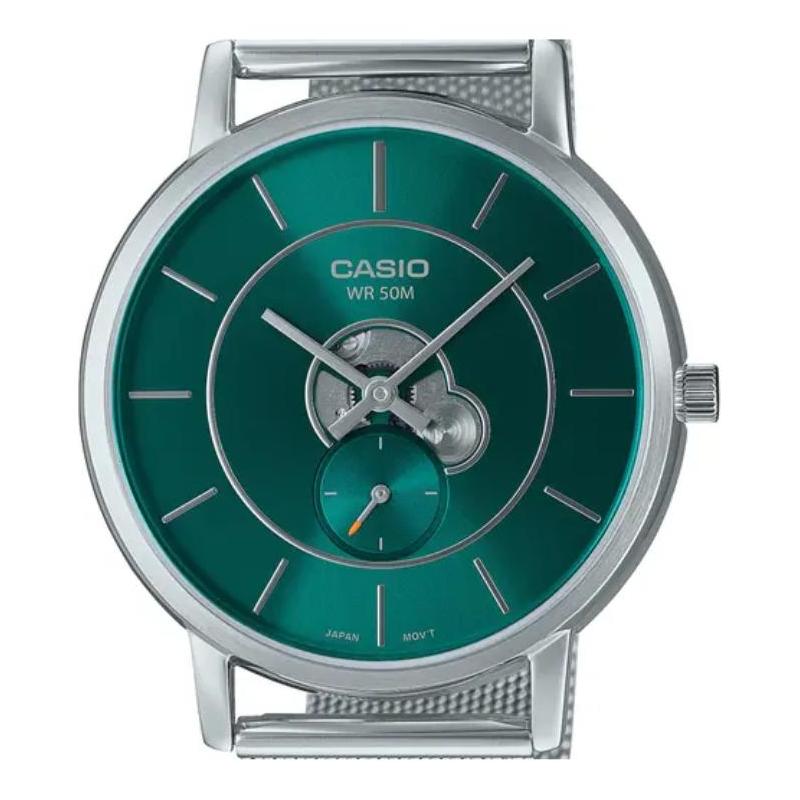 Casio CASIOSTANDARD Serie 50m wasserdicht Quarzwerk Edelstahlarmband Japanische und Koreanische Uhr Herrenuhr grünes Zifferblatt MTP-B130M-3AV