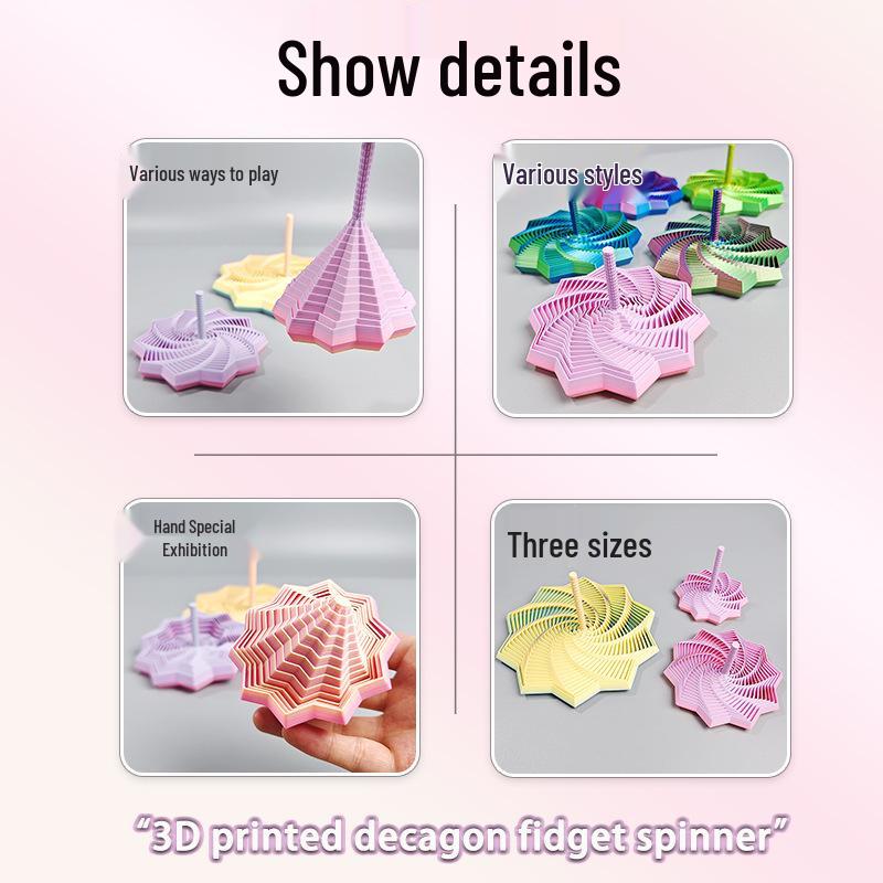 3D Printed Radish Tower Spiral Toy: Foldable Star Shape with Handle