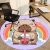 1PC Capybara Office Round Area Rug, Mat Suitable For Office, Under Office Chairs Bedroom Living Room Home Decor, Room Deco