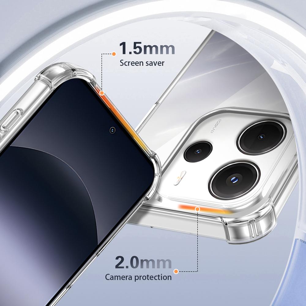 KEYSION Four-Corners Shockproof Transparent Case for Redmi Note 14 4G 5G Soft TPU+PC Clear Phone Cover for Redmi Note 14 5G