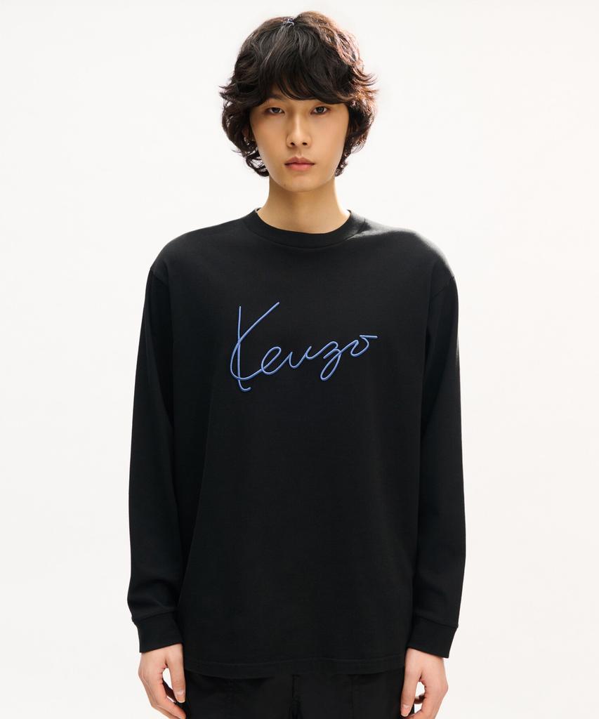 KENZO Unisex Gats Kenzo Signature Long Sleeve T-Shirt_K263Aut401Bkx