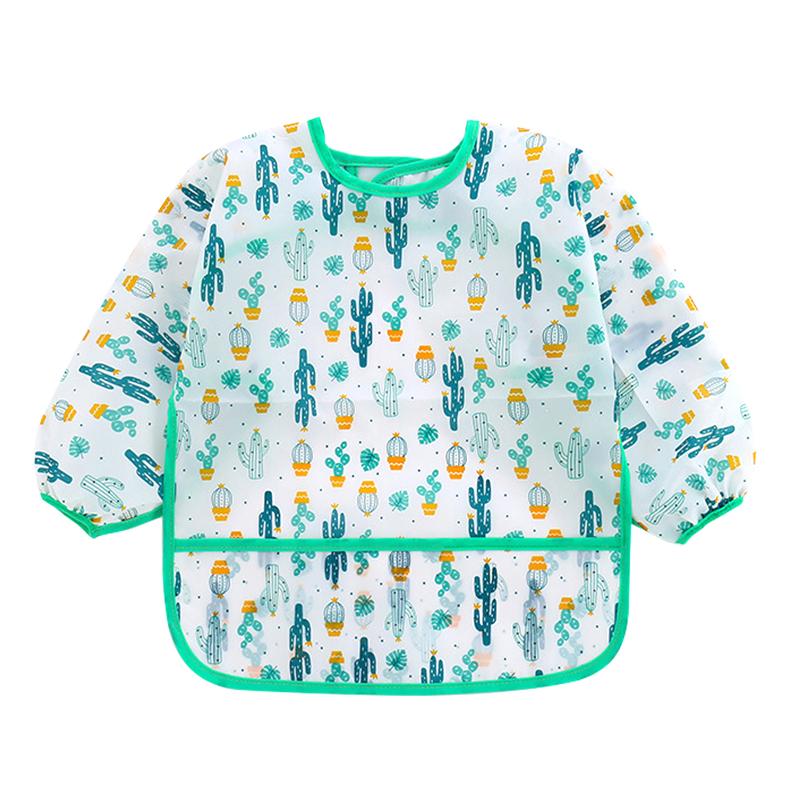 Cute Baby Bibs Toddler Baberos Bavoir Waterproof Long Sleeve Apron Cartoon Animals Children Feeding Smock Bib Baby Stuff 0-3Y