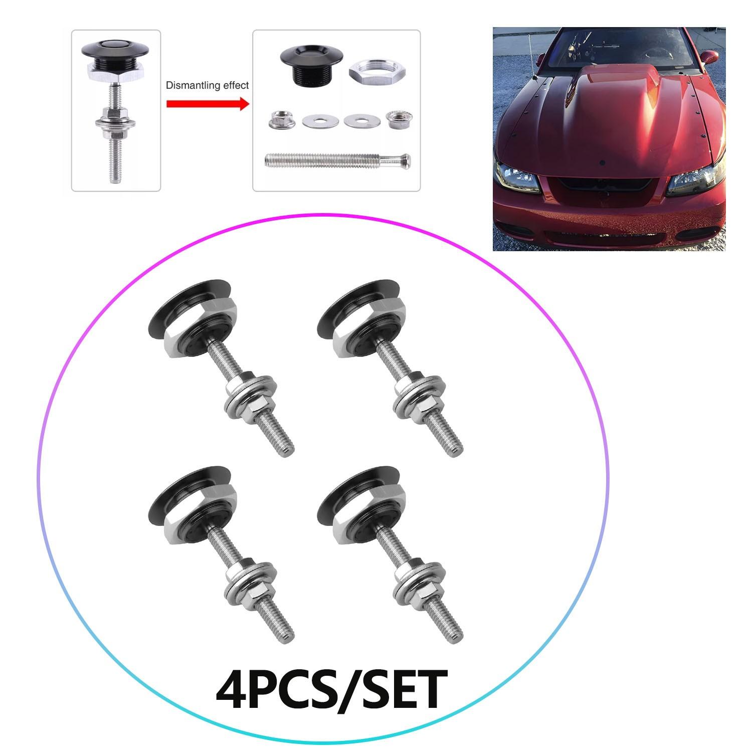 4X Car Hood P Push Button Bonnet Kit Aluminum Alloy Quick Release Latch Lock