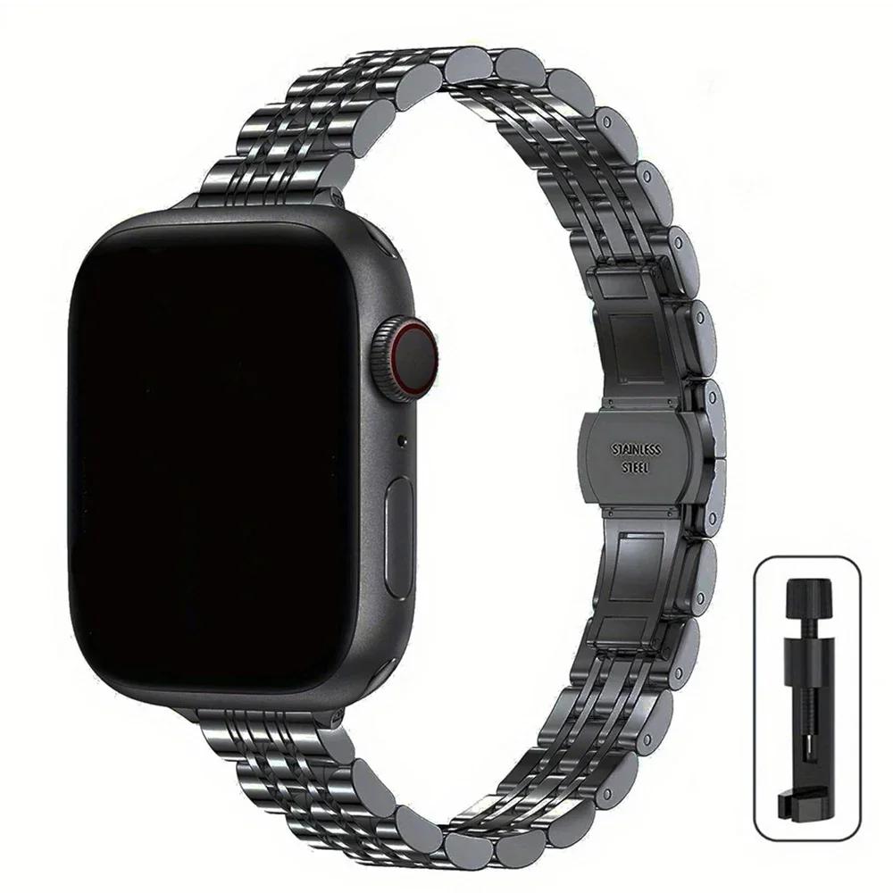 Metal Stainless Steel Strap for Apple Watch Band 41 42 46 49mm Bracelet for iWatch Ultra 2 Series 10 9 8 7 6 5 43 for Women 45mm