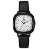 Student Fashion Square Heart Quartz Watch For High School Exams With Leather Strap