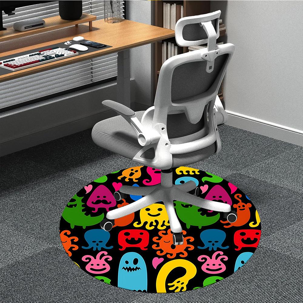 

1PC Colorful Creatures Chair Carpet for Office, Indoor Non-Slip Washable Carpet, Soft Comfortable Mat For Office Room yy250930211 80cm by 80cm