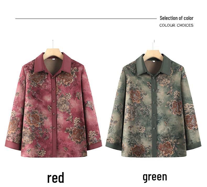 Spring & Autumn Long-Sleeved Top for Grandma, Perfect for 60-70-Year-Old Women