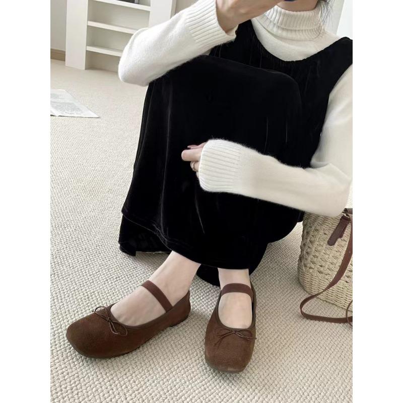 Leder Retro Flache Einzelne Schuhe Mode Einzelne Schuhe