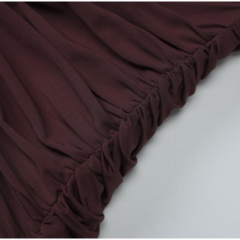 Sexy Halter Brown Long Dress Women Slim Backless Pleat Knot High Slit Draped Dresses Female 2025 Summer Lady Beach Party Dress