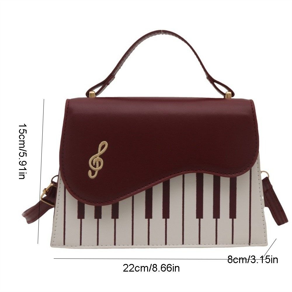 PU Leather Piano Note Crossbody Bag Square Women Handbag Sweet Shoulder Bag  Girls